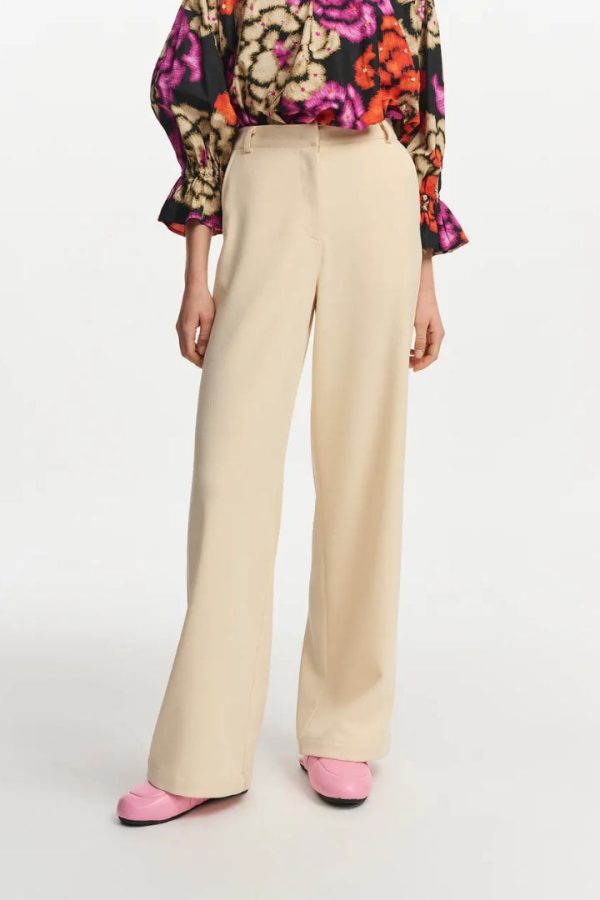 Ecru Straight-Leg Pants